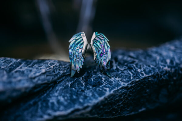 pierścionek z muszli paua abalone skrzydła