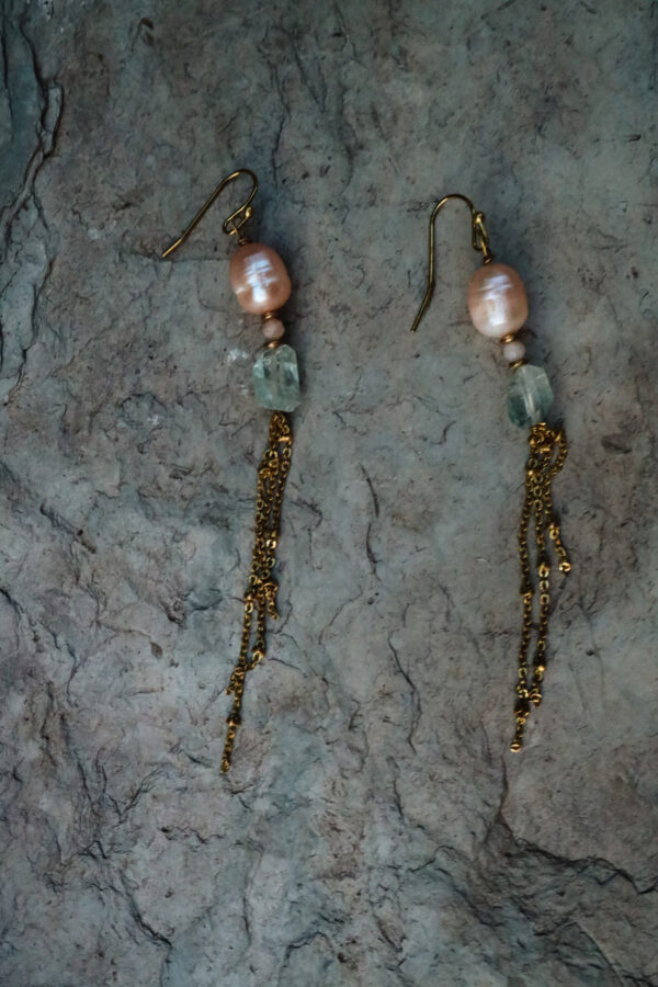 Kolczyki z Akwamarynem i perłą